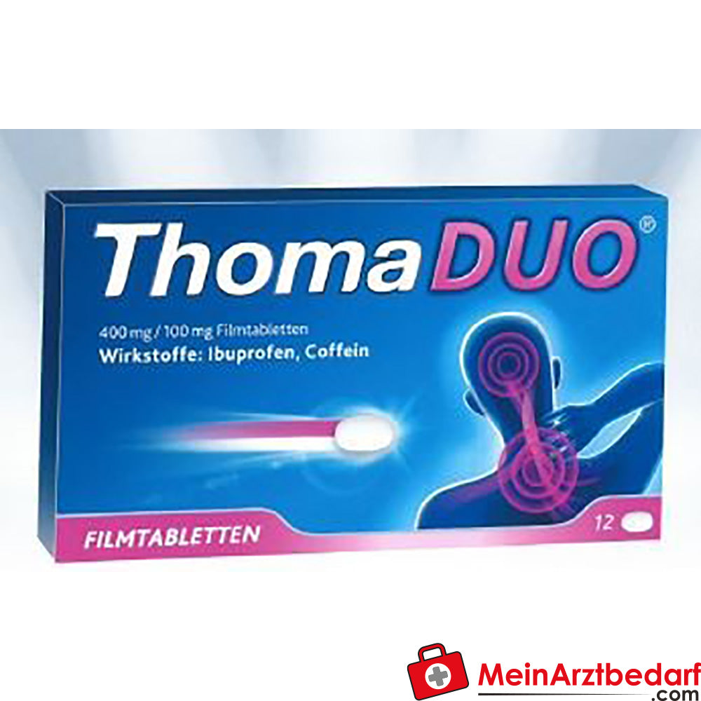 Thomapyrin Thomaduo filmomhulde tabletten 400 mg/100 mg ibuprofen + 100 mg cafeïne, 12 st.