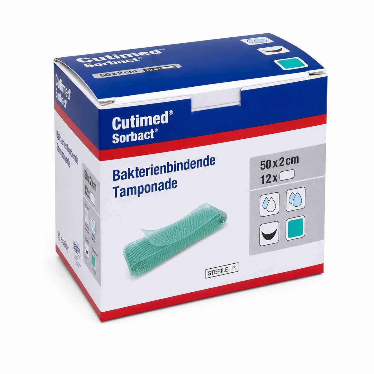 Cutimed Sorbact Tamponade 2 x 50 cm, 12 Stück.